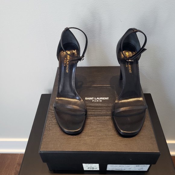 Yves Saint Laurent "Jane 105" black leather sandals - Picture 2 of 8